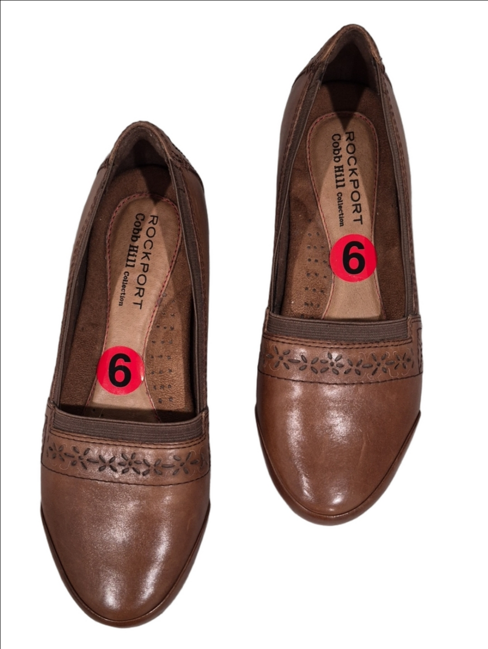 Rockport Cobb Hill Leather Loafers Brown Slip-On Comfort Shoes Women's Size 6